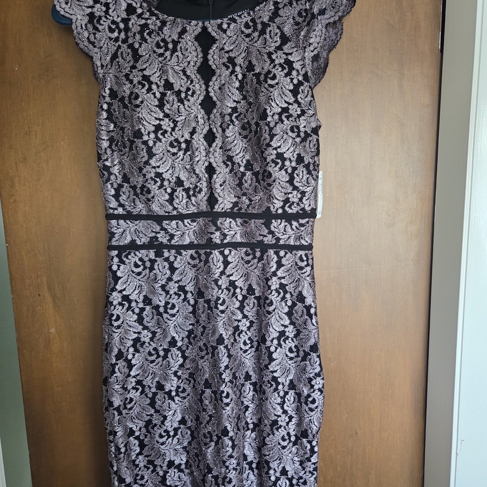 Dressbarn Black and Silver Lace Mini Dress
